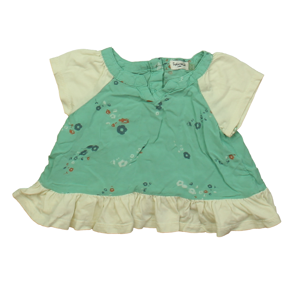 Splendid Girls Ivory | Green Blouse size: 3-6 Months